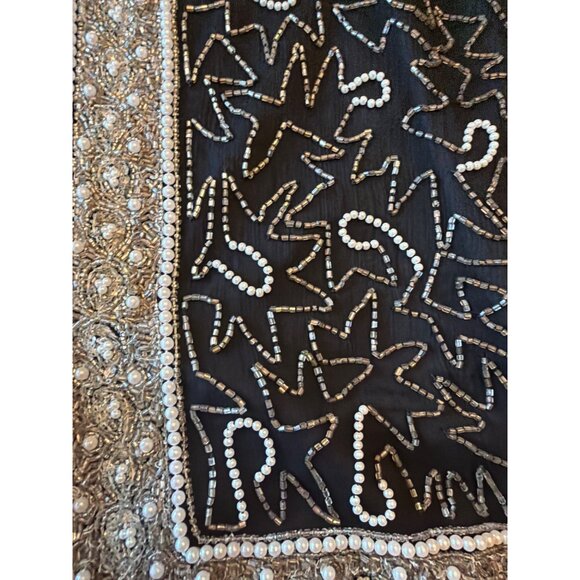 Lawrence Kozar Beaded Silk Evening Jacket Black Gold Metallic Embellished XL - Picture 3 of 7
